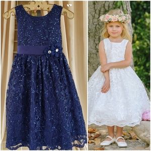 Navy Lace Flower Girl Dress